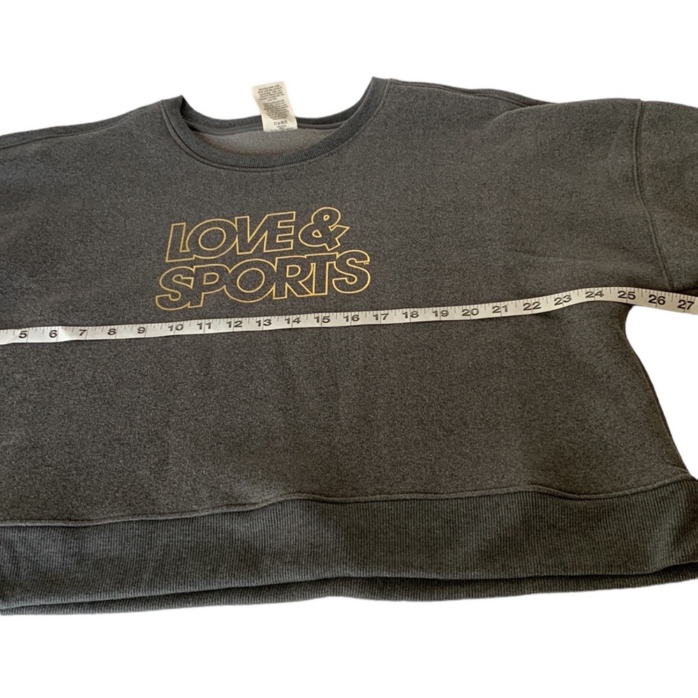 Love and Sports sweatshirt, NWOT crop style,dolman sleeves, gray w/gold letters - Picture 6 of 7